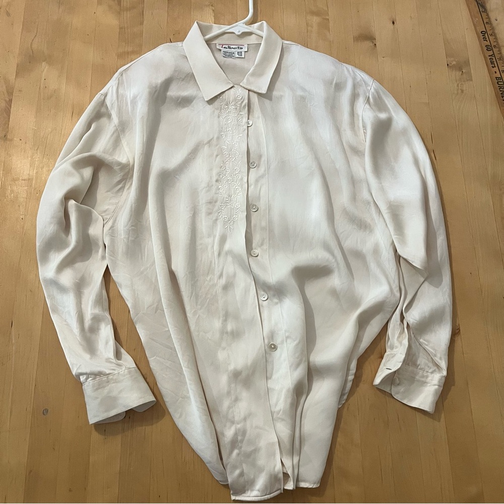 Talbots Women's Cream Button Down Silk Shirt